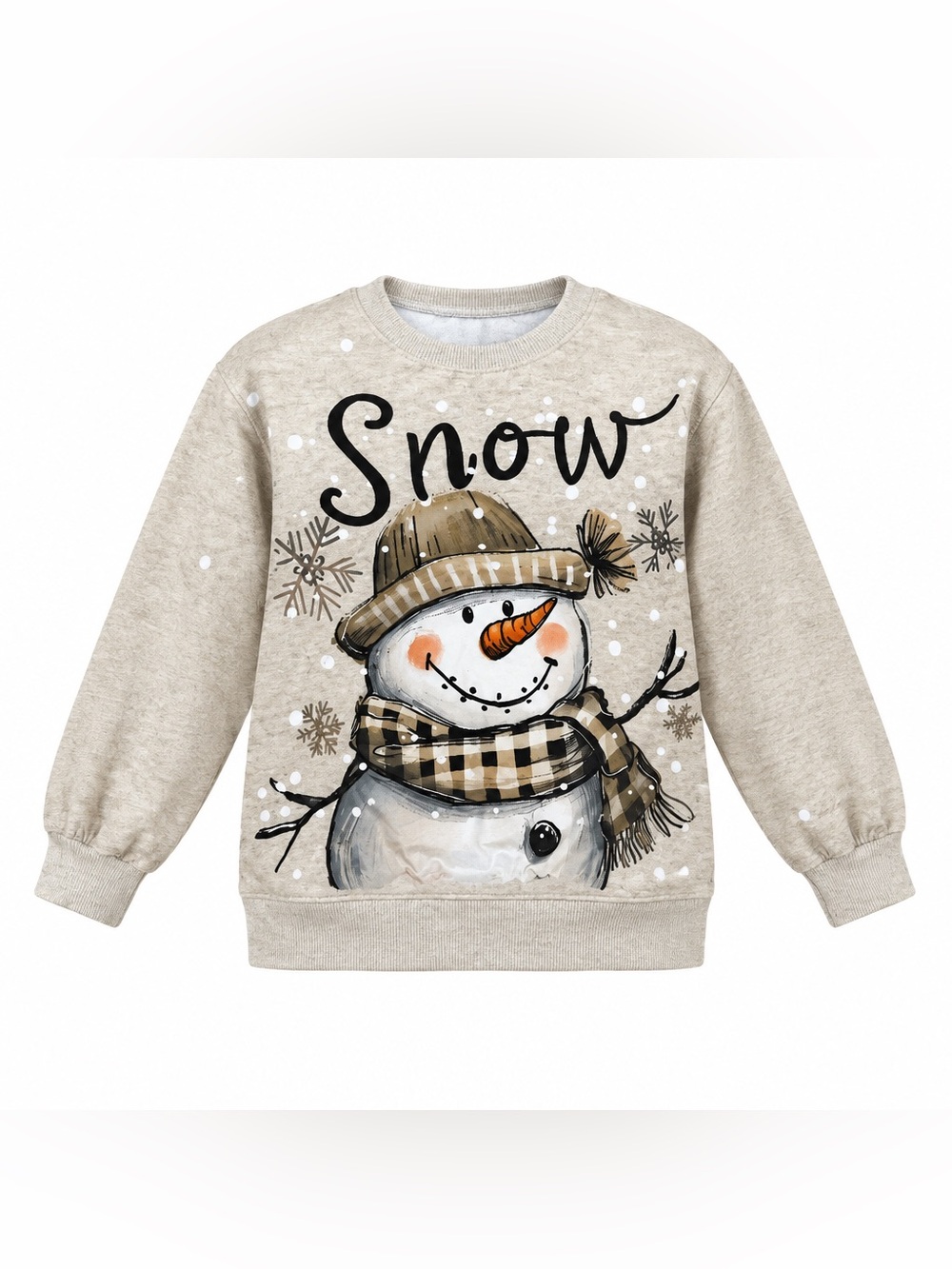 Adults Christmas Snowman Graphic Sweatshirt Beige Size XL